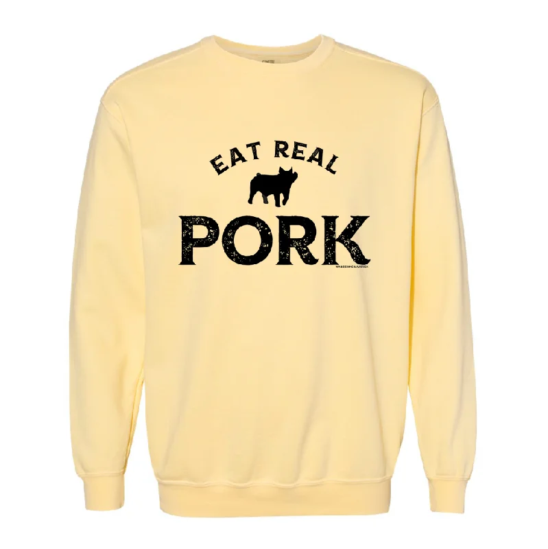 Women's Blouse with Collarless DesignEat Real Pork Crewneck (S-3XL) - Multiple Colors!