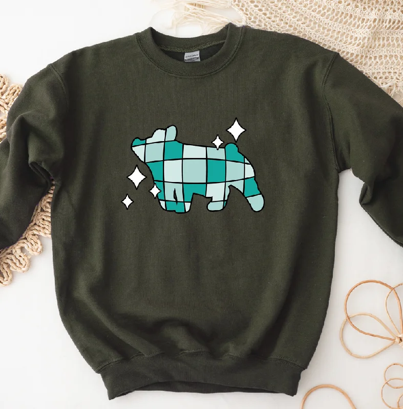 Women's Blouse with ZipperTurquoise Disco Pig Crewneck (S-3XL) - Multiple Colors!