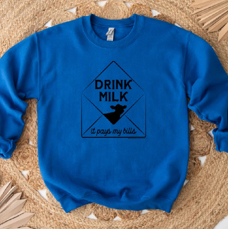 Women's Blouse with Peter Pan CollarDrink Milk It Pays My Bills Crewneck (S-3XL) - Multiple Colors! Women's Blouse with Peter Pan CollarDrink Milk It Pays My Bills Crewneck (S-3XL) - Multiple Colors!