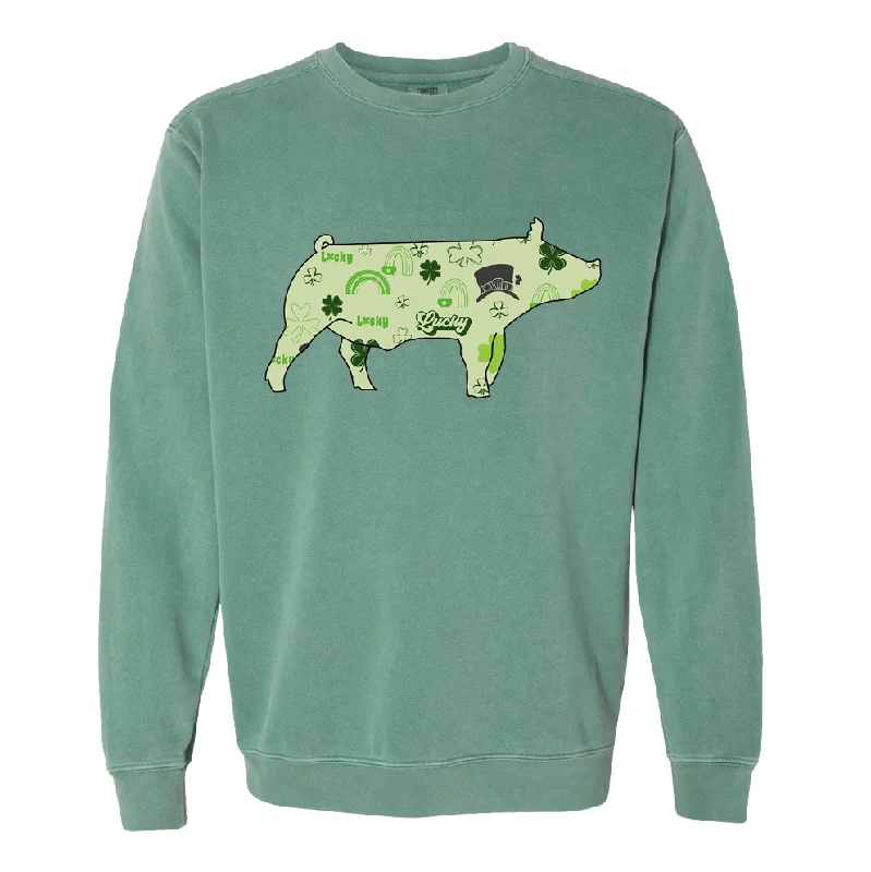 Women's V-Neck BlouseSaint Patrick Pig Crewneck (S-3XL) - Multiple Colors!