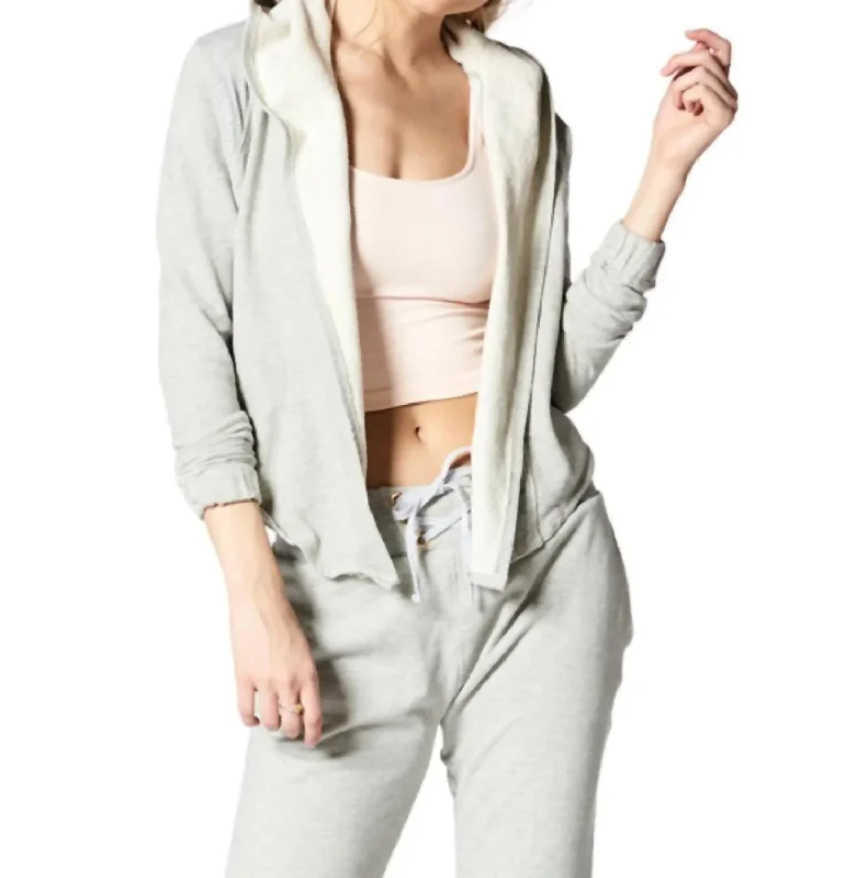Women's Blouse with Peter Pan CollarTania Hooded Jacket In Heather Grey