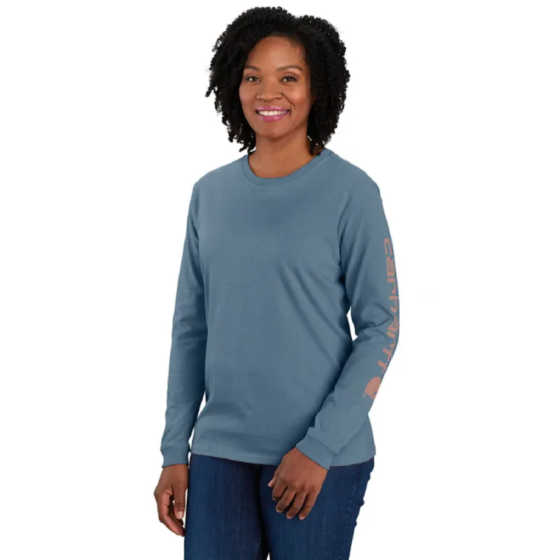 Women's Blouse with Rounded HemCarhartt Women's Heavyweight Long Sleeve Logo T-Shirt_Thundercloud Heather
