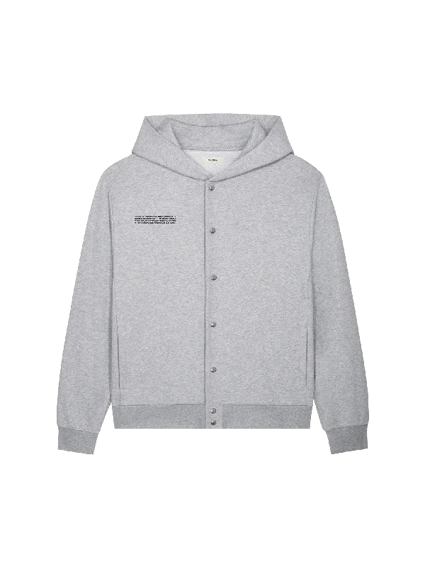 Women's Blouse with U-Shaped CollarWomens 365 Midweight Snap Button Hoodie—grey marl