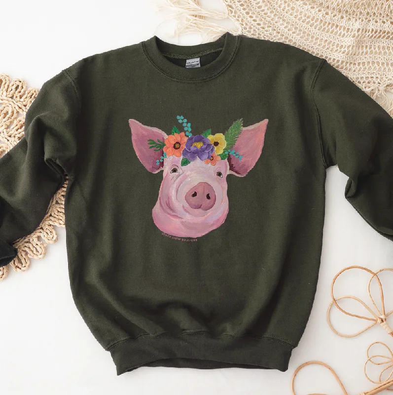 Women's Blouse with Sweetheart CollarPig Flower Crewneck (S-3XL) - Multiple Colors!