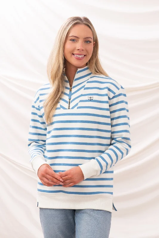 Women's Patterned BlouseCoral Jersey - Marine Blue Stripe