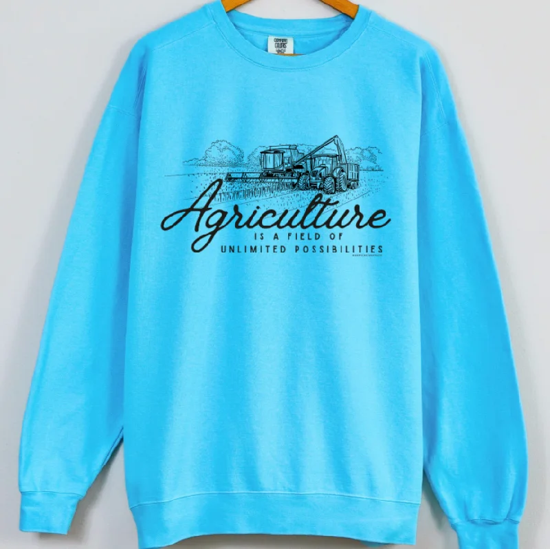 Women's Blouse with Long LengthAgriculture Is A Field Of Unlimited Possibilities Crewneck (S-3XL) - Multiple Colors!