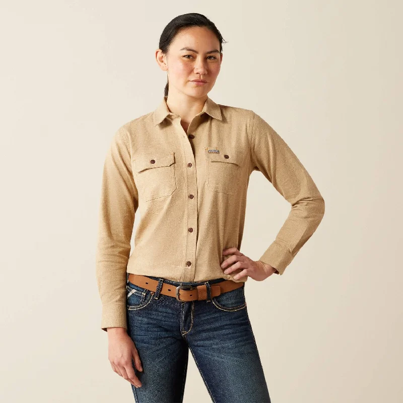 Women's Blouse with Rounded HemAriat Women's Rebar Flannel Button-Down Long Sleeve Tunic