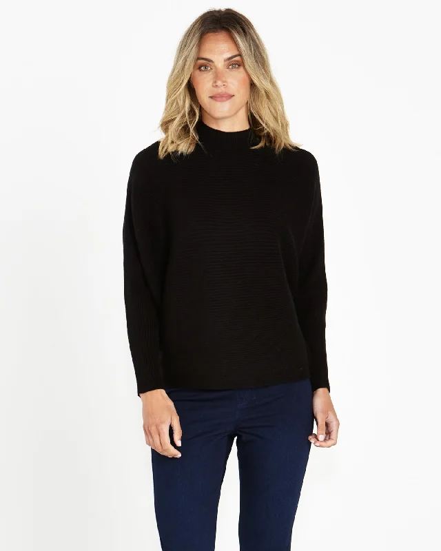Women's Blouse with Lapel CollarBetty Basics Alicia Knit Jumper Black
