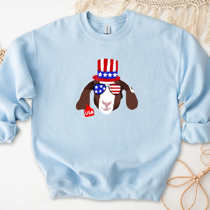 Women's Blouse with Boat CollarRed White and Blue Goat Crewneck (S-3XL) - Multiple Colors!