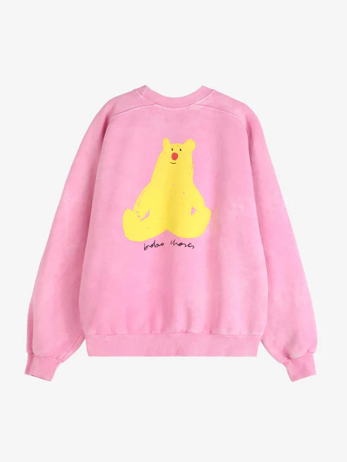 Women's Blouse with Keyhole CollarBobo Choses Bear Relaxed Sweatshirt Pink