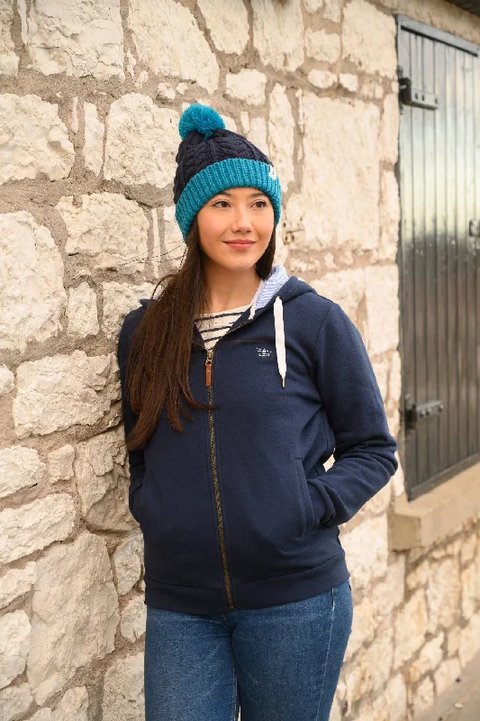 Women's Blouse with Rounded CollarStrand Hooded Top - Navy