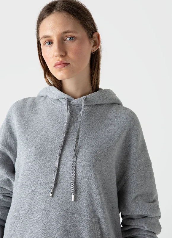 Women's Blouse with Narrow CollarWomen's Loopback Hoodie in Grey Melange