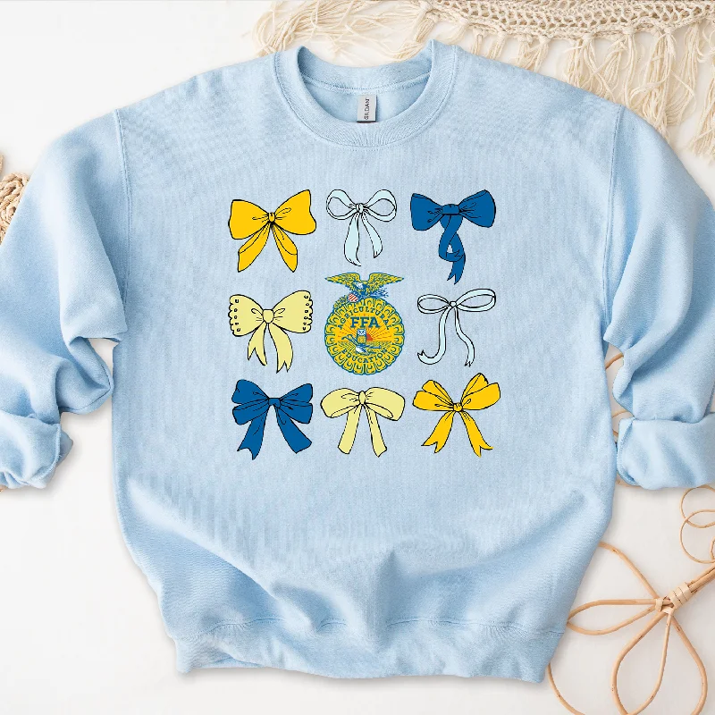 Women's Blouse with Asymmetrical HemBow FFA Emblem Crewneck (S-3XL) - Multiple Colors!