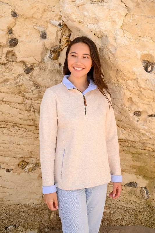 Women's Blouse with Sweetheart NeckShore Sweatshirt - Oatmeal