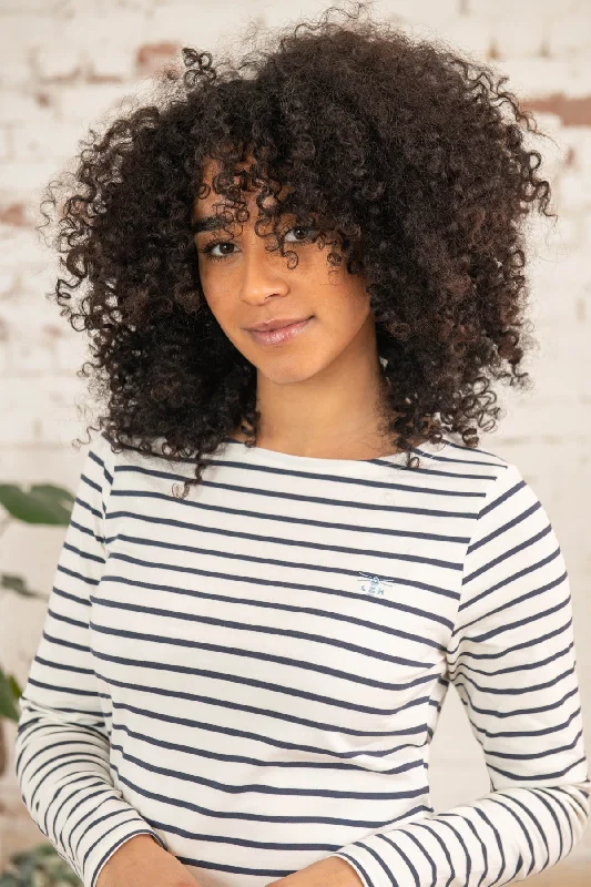 Women's Blouse with Shawl CollarCauseway Breton Top - Cloud Midnight Stripe