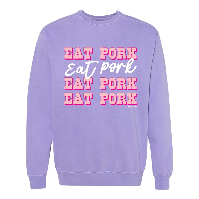 Women's Blouse with ButtonsPink Western Eat Pork Crewneck (S-3XL) - Multiple Colors!