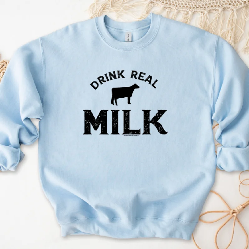 Women's Blouse with LaceDrink Real Milk Crewneck (S-3XL) - Multiple Colors!