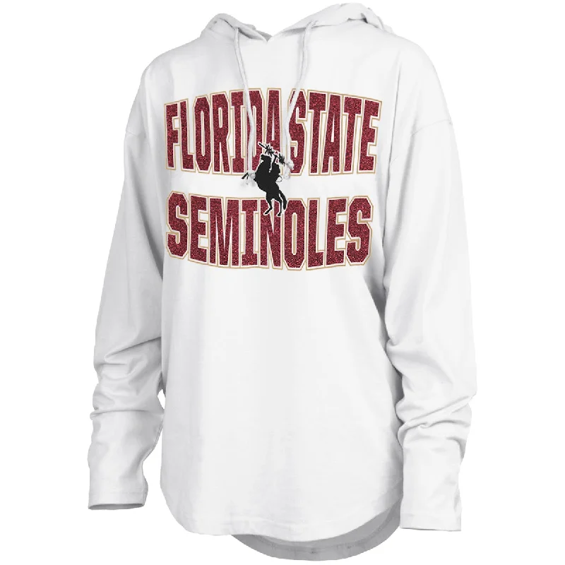 Women's Blouse with Wide CollarPressbox Women's Florida State Seminoles Unconquered Silhouette Design Lightweight Long Sleeve Hooded T-shirt - White Women's Blouse with Wide CollarPressbox Women's Florida State Seminoles Unconquered Silhouette Design Lightweight Long Sleeve Hooded T-shirt - White