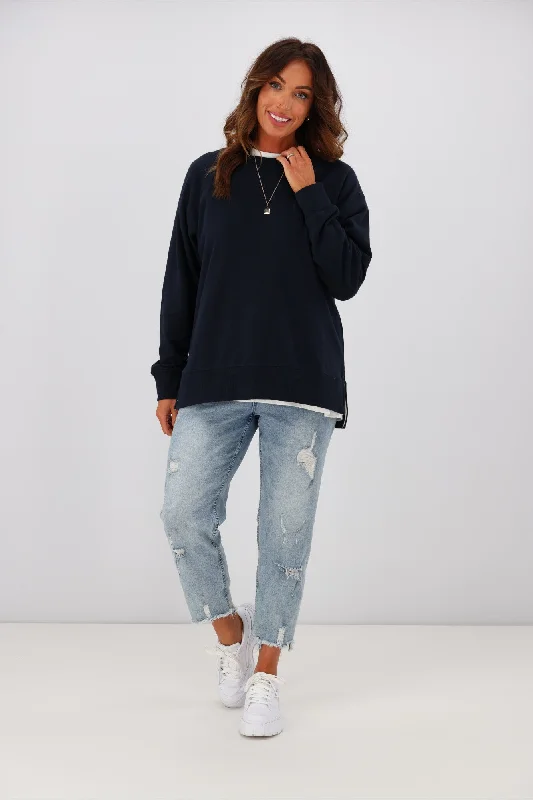Women's Blouse with Shirt CollarElm Melbourne Crew Navy