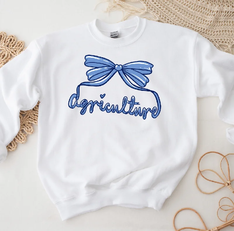 Women's Blouse with Shawl CollarAgriculture Bow Script Blue Crewneck (S-3XL) - Multiple Colors! Women's Blouse with Shawl CollarAgriculture Bow Script Blue Crewneck (S-3XL) - Multiple Colors!