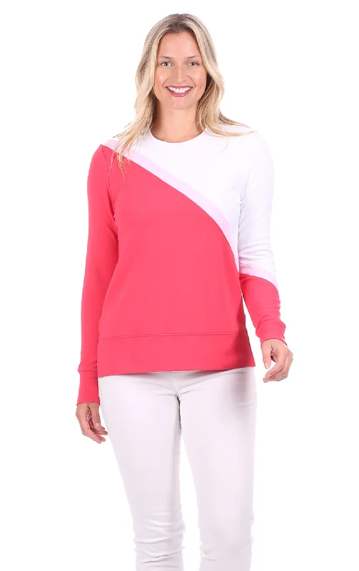 Women's Round-Neck BlouseLondon Sweatshirt in Pink Colorblock
