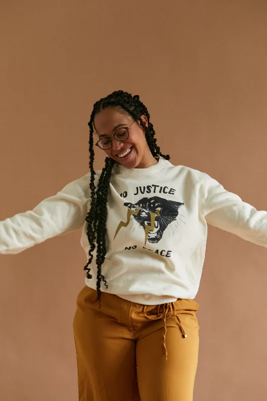 Women's Blouse with Boat CollarNo Justice No Peace Crewneck