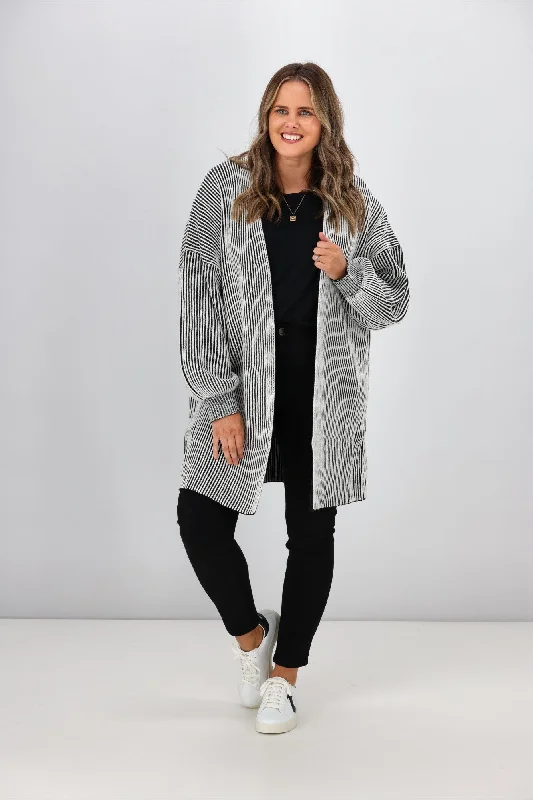 Women's Blouse for WeddingSass Lisette Chunky Rib Cardi Black White