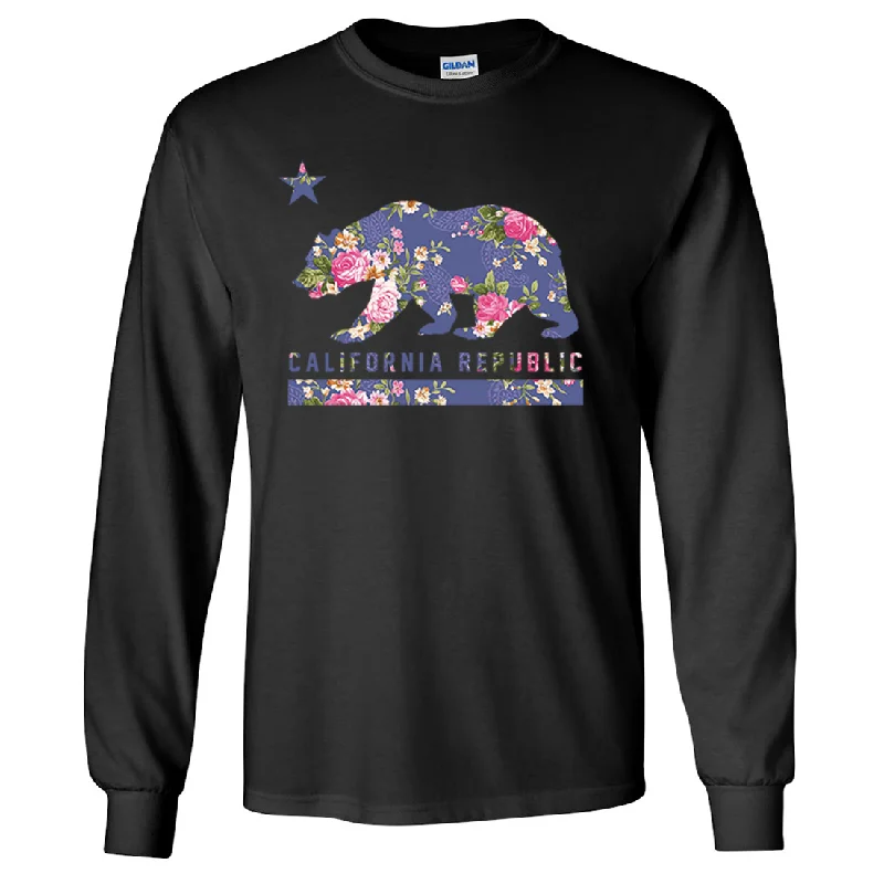 Women's Blouse for SchoolCalifornia Republic Paisley Flower Bear Long Sleeve Shirt