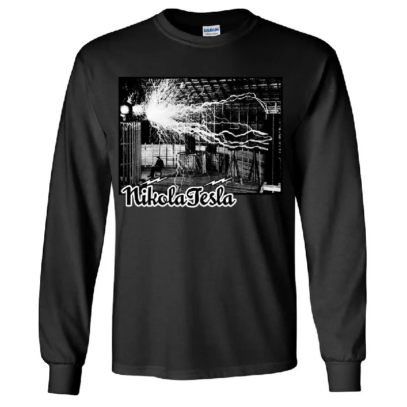 Women's Blouse with Boat CollarTesla Coil Two Tone Long Sleeve Shirt