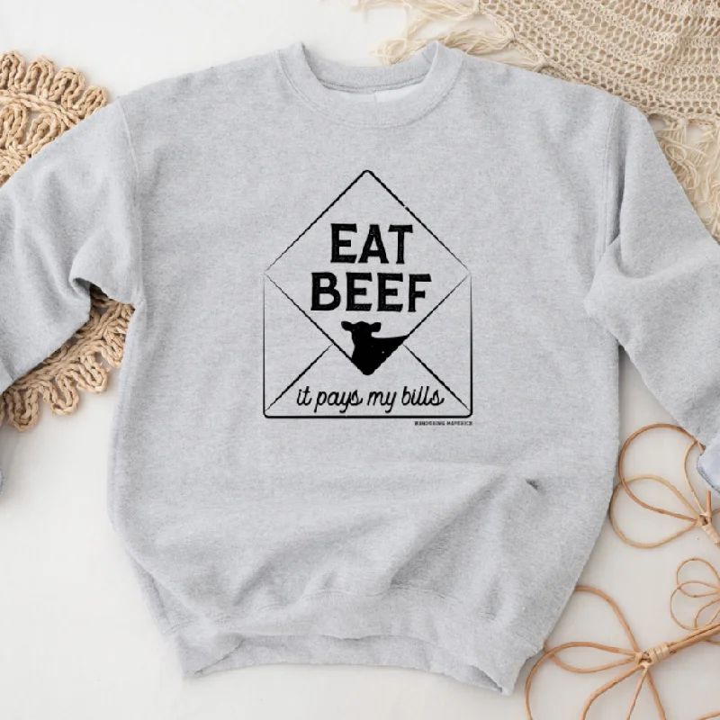 Women's Blouse with Wide CollarEat Beef It Pays My Bills Crewneck (S-3XL) - Multiple Colors!