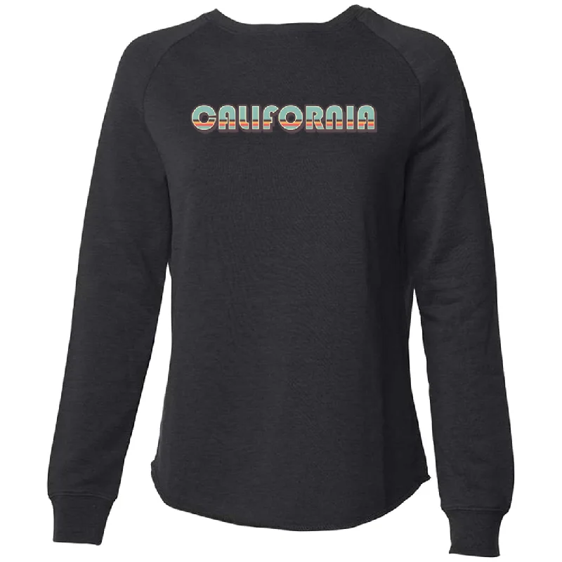 Women's Blouse with HoodCalifornia 70's Stripes Super Soft Crewneck Sweater