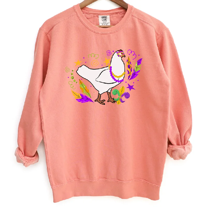 Women's Blouse with Asymmetrical HemChicken Mardi Gras Crewneck (S-3XL) - Multiple Colors!