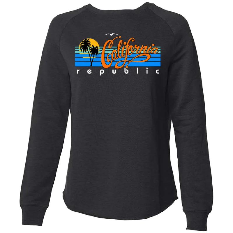 Women's Blouse with EmbroideryCalifornia Republic Palm Trees Super Soft Crewneck Sweater