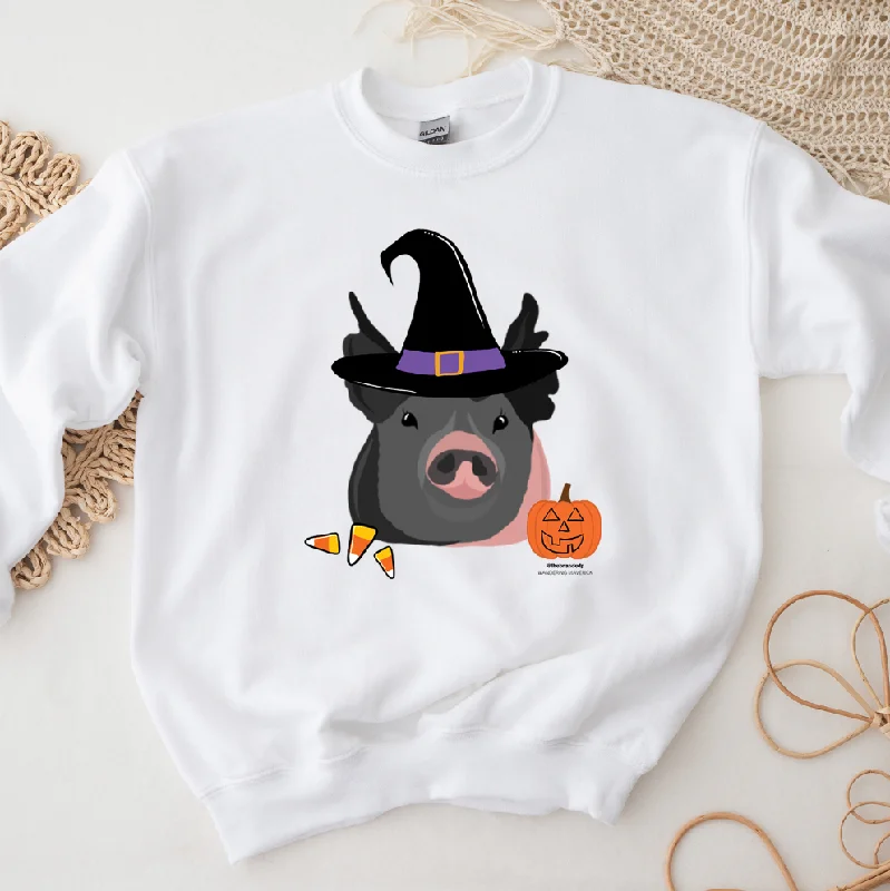 Women's Blouse with Narrow CollarHalloween Pig Crewneck (S-3XL) - Multiple Colors!
