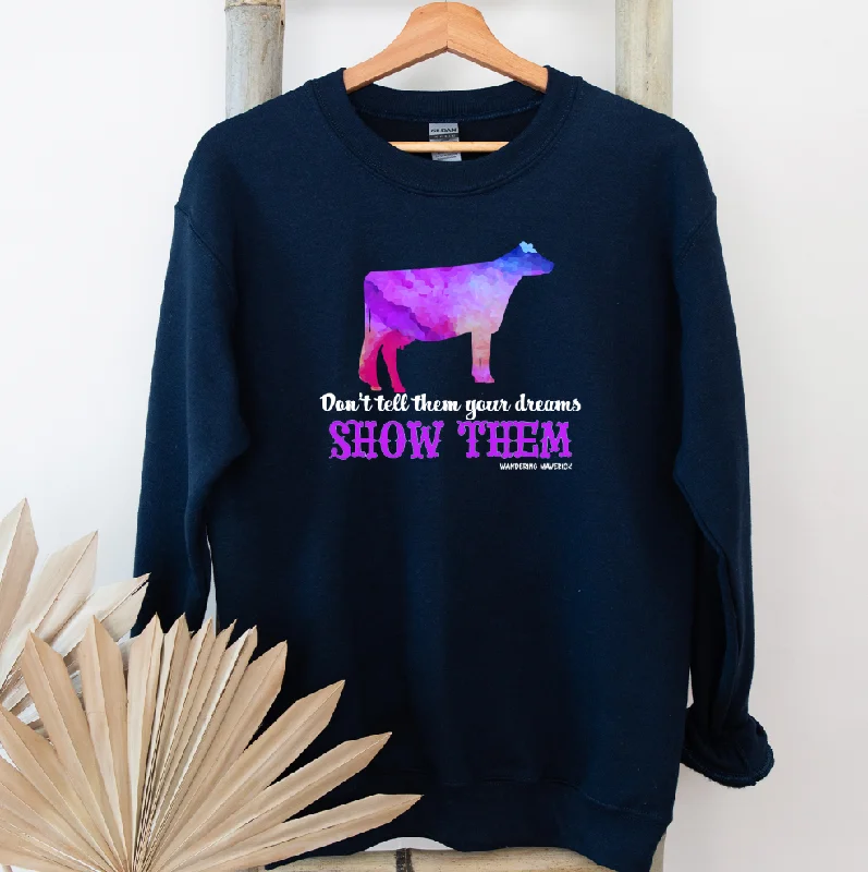 Women's Blouse with Low CollarShow Them Dairy Cow Crewneck (S-3XL) - Multiple Colors!