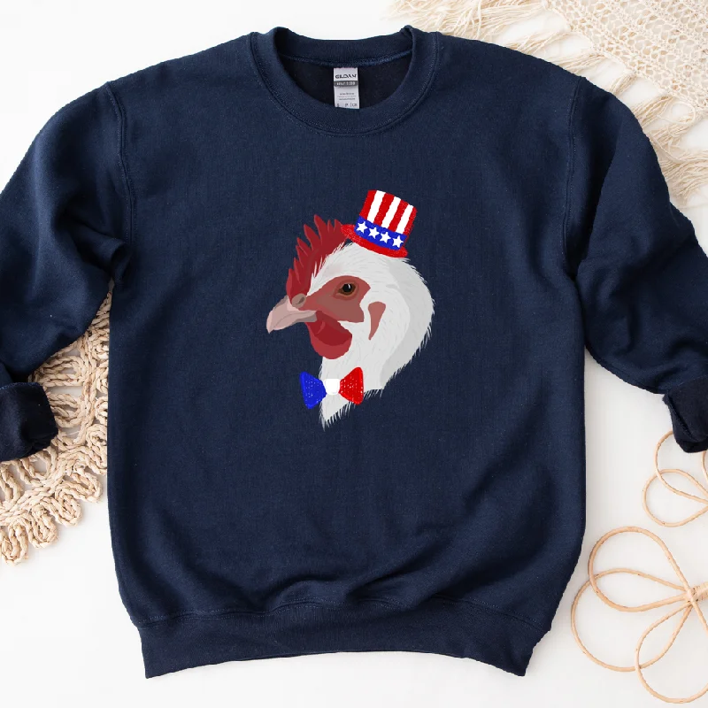 Women's Blouse with High CollarRed White Blue Chicken Crewneck (S-3XL) - Multiple Colors!