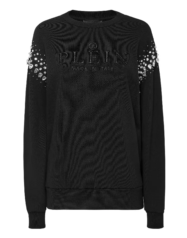 Women's Blouse with Mandarin CollarSweatshirt LS Crystal Iconic Plein