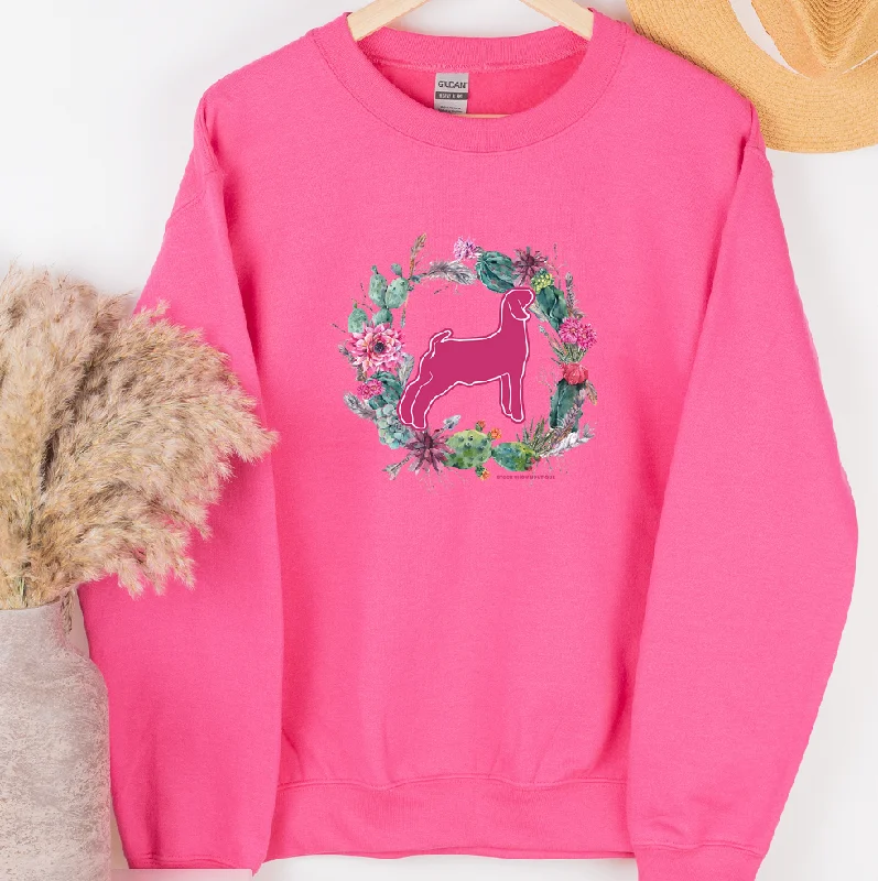 Women's Blouse with Lapel CollarGoat Cactus Wreath Crewneck (S-3XL) - Multiple Colors!