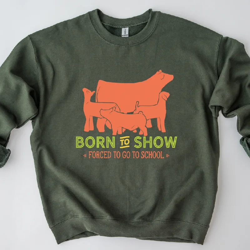 Women's Blouse with SmockingBorn To Show Forced To Go To School Crewneck (S-3XL) - Multiple Colors!