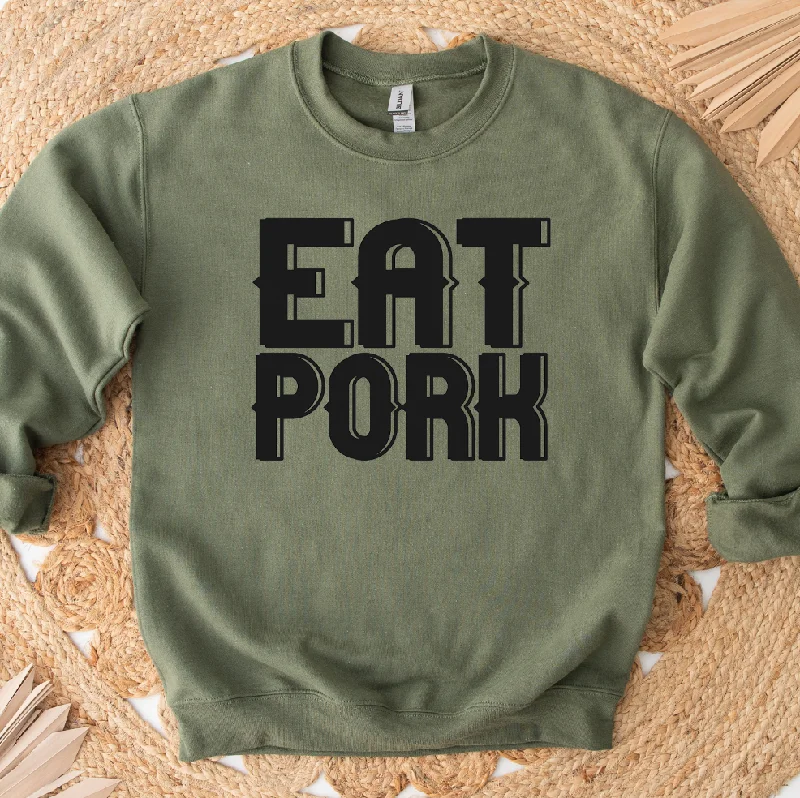 Women's Blouse with RufflesEAT PORK Crewneck (S-3XL) - Multiple Colors!