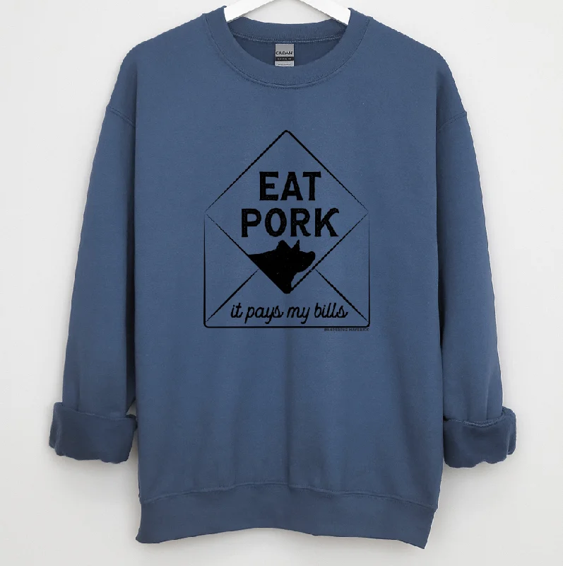 Women's Blouse with Sweetheart CollarEat Pork It Pays My Bills Crewneck (S-3XL) - Multiple Colors! Women's Blouse with Sweetheart CollarEat Pork It Pays My Bills Crewneck (S-3XL) - Multiple Colors!