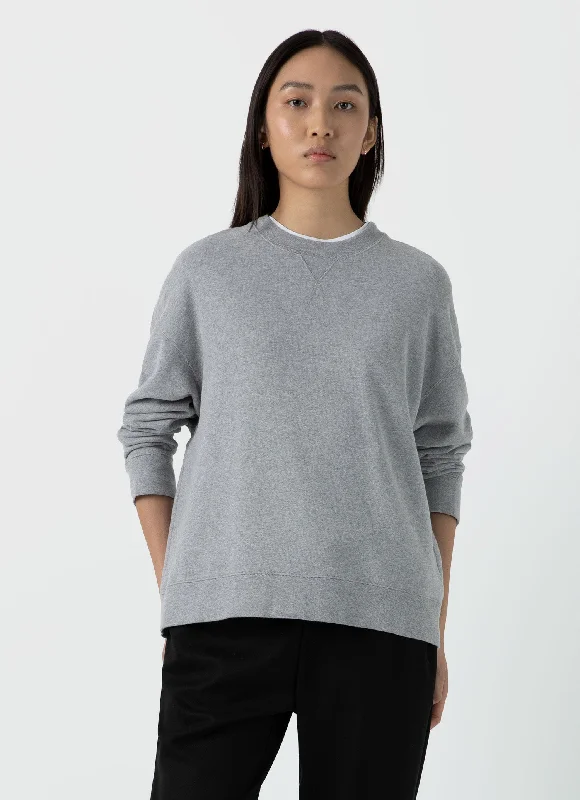 Women's Blouse with PleatsWomen's Relaxed Loopback Sweatshirt in Grey Melange