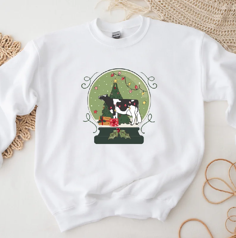 Women's Blouse with CollarGreen Snow Globe Dairy Cow Crewneck (S-3XL) - Multiple Colors!