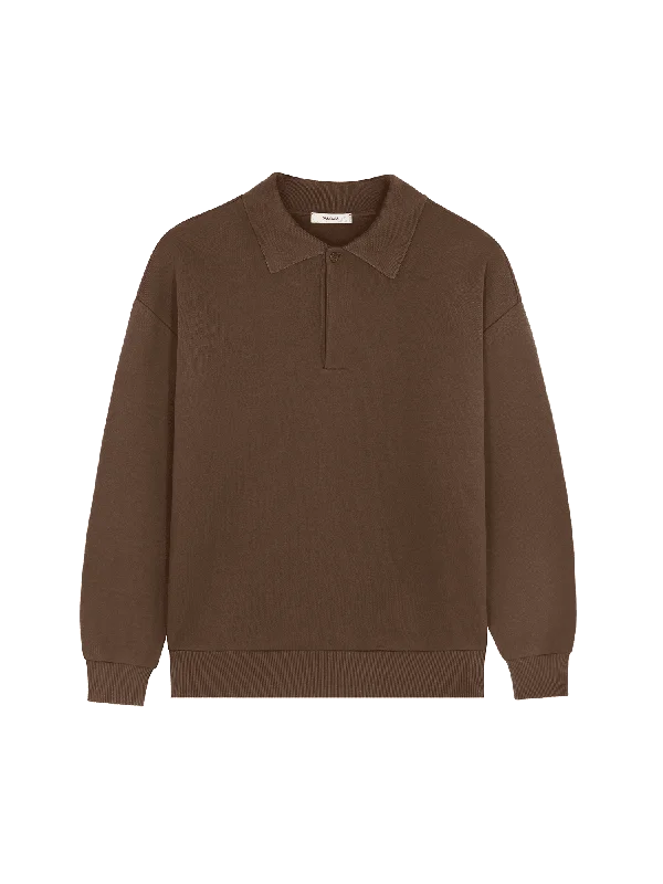 Women's Blouse with Cropped LengthWomens DNA Heavyweight Polo Sweatshirt—cacoa brown