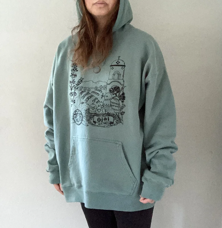 Women's Blouse with High CollarUnisex Hoodie "Ojai California" [American Grown Cotton] FREE SHIPPING