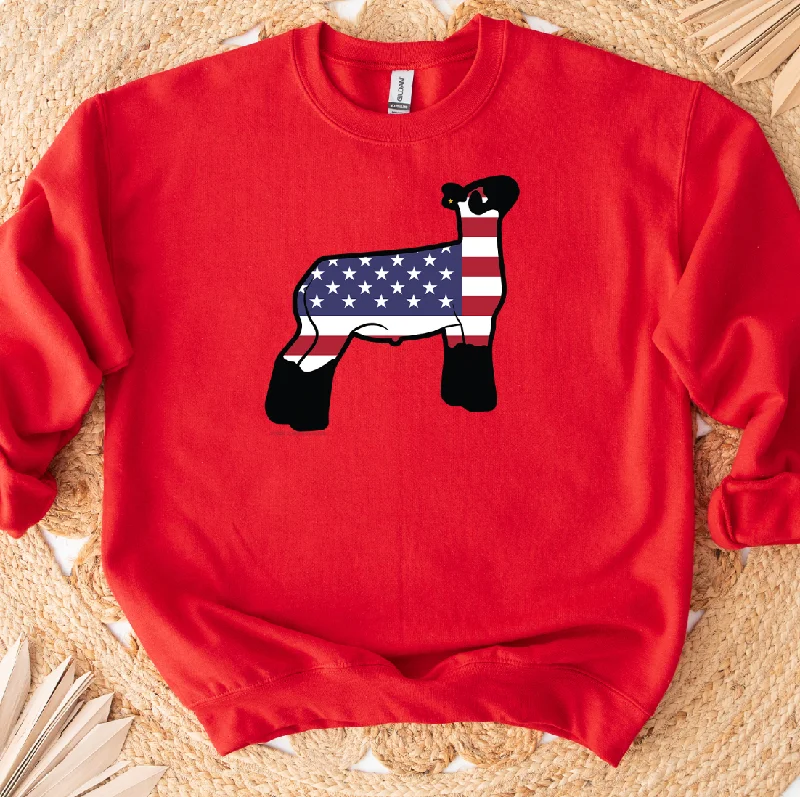 Women's Patterned BlousePatriotic Lamb Crewneck (S-3XL) - Multiple Colors!