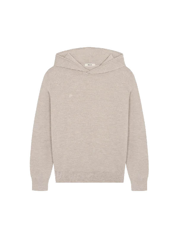 Women's Blouse with Collarless DesignWomens DNA Regenerative Merino Wool Hoodie—stone marl