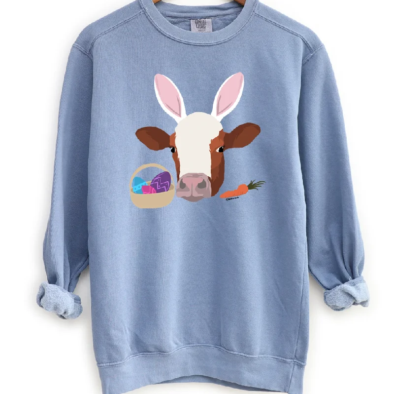 Women's Blouse with Boat NeckHoppy Easter Cow Crewneck (S-3XL) - Multiple Colors!