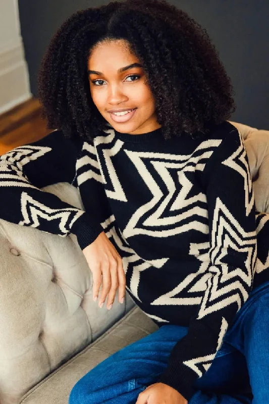 Women's Blouse with Cap SleevesSugarhill Brighton Thalia Jumper Star Explosion Black