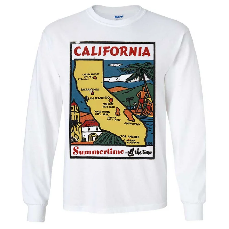 Women's Blouse with High CollarVintage State Sticker California Long Sleeve Shirt